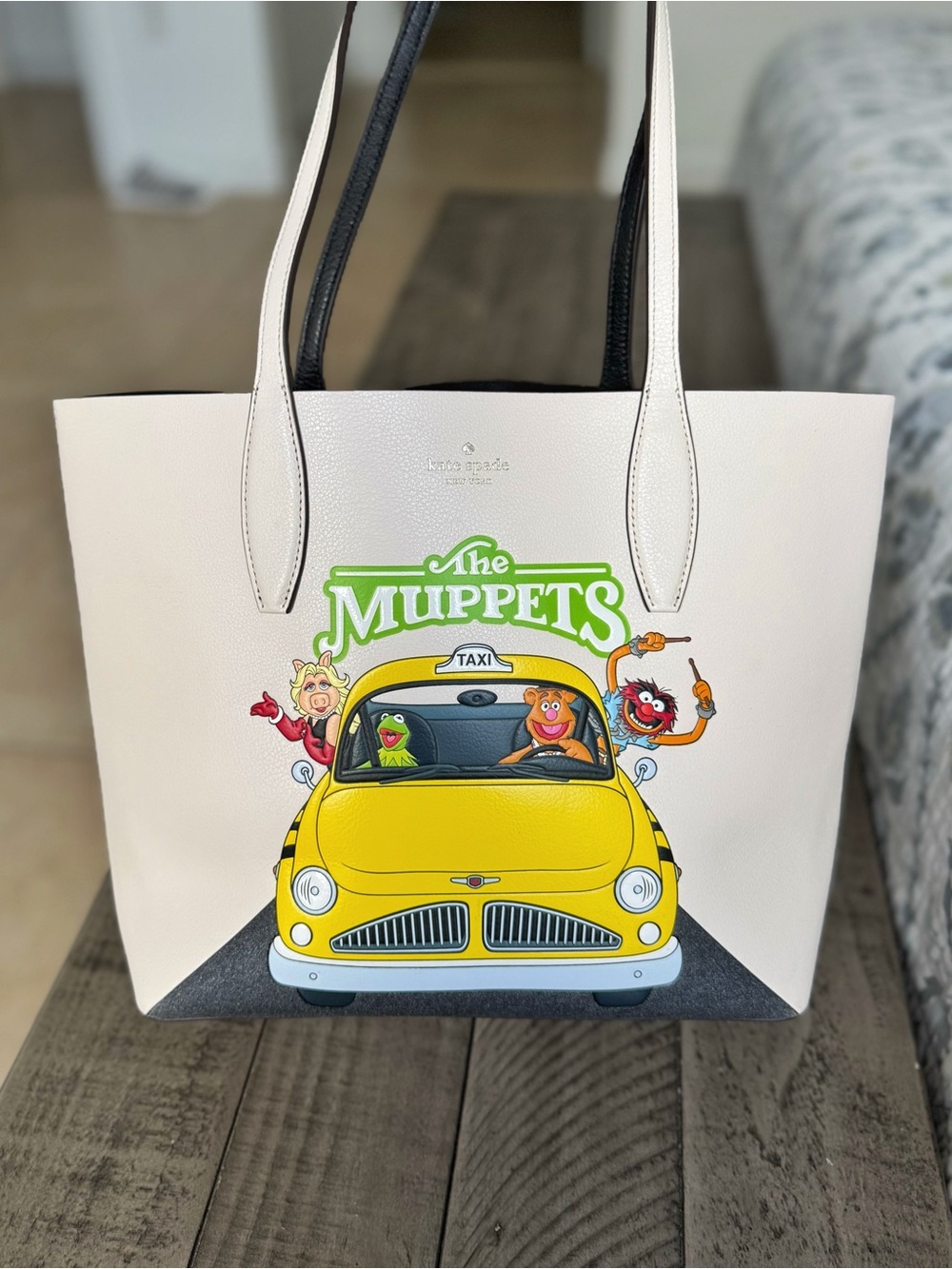 Kate Spade Disney Muppets Taxi Tote Cream Leather Rare Limited Edition Bag